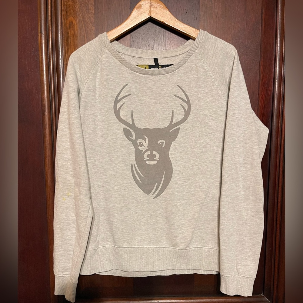 Crew sweatshirt with deer/buck
